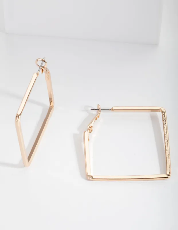 Gold Small Square Hoop Earrings sold by lovisa