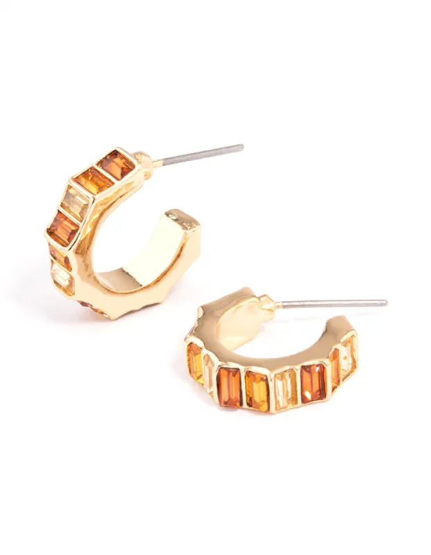 Neutral Mini Baguette Hoop Earrings sold by lovisa