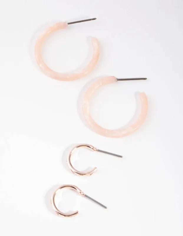 Rose Gold Acrylic Pack Hoop Earring sold by lovisa