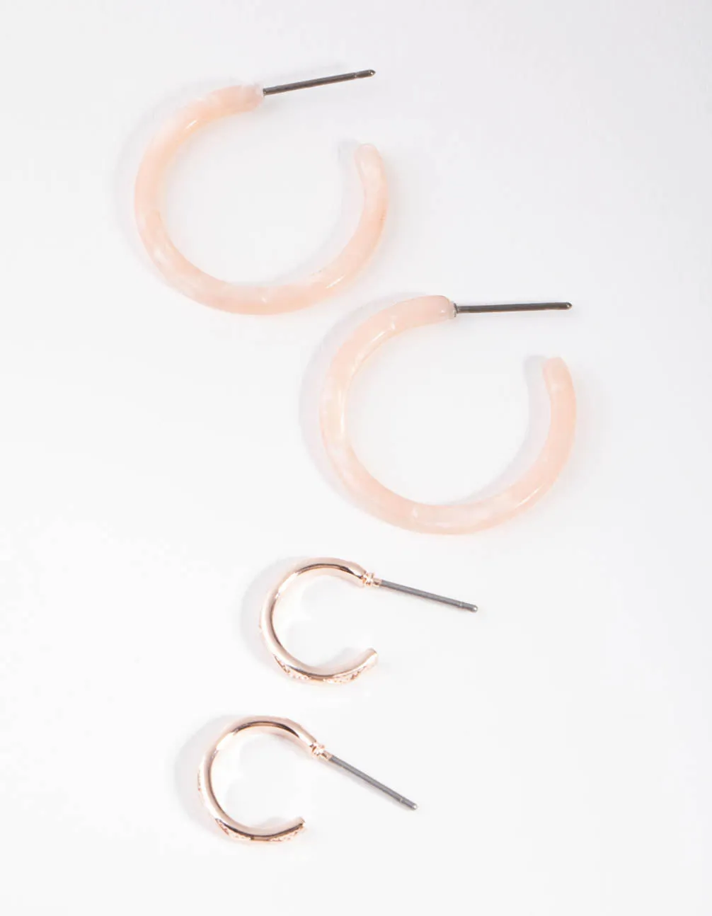 Rose Gold Acrylic Pack Hoop Earring sold by lovisa