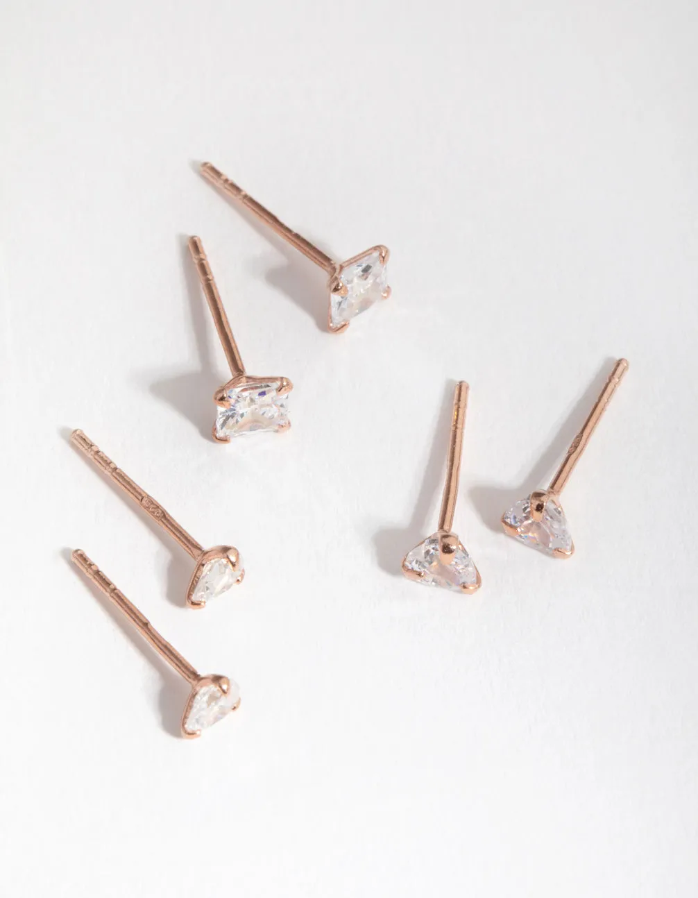 Sterling Silver Rose Gold Statement Cubic Zirconia Stud Pack Earring sold by lovisa