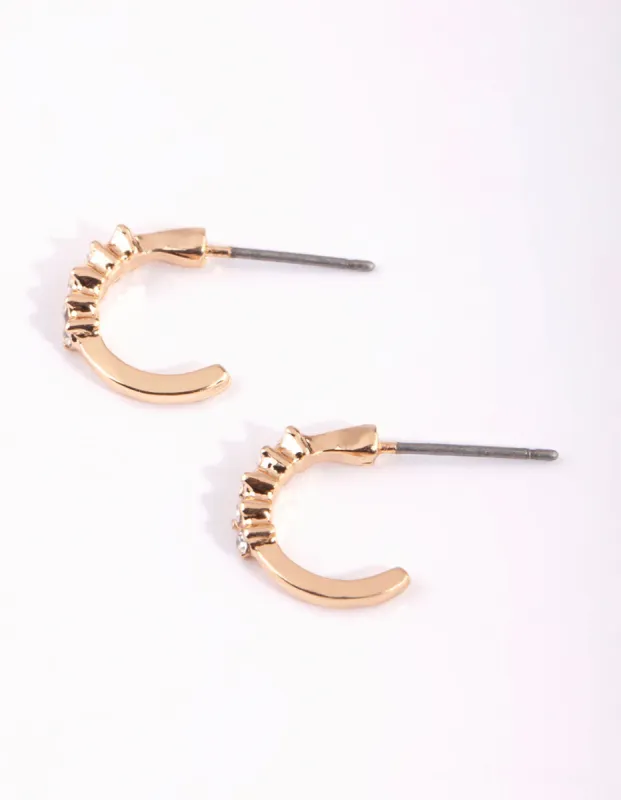 Gold Micro Diamante Hoop Earrings sold by lovisa