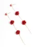 Red Diamante & Flower Chain Drop Earrings sold by lovisa