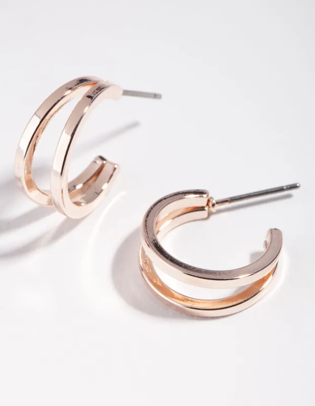 Rose Gold Double Hoop Earrings sold by lovisa