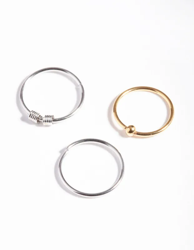 Mixed Metal Surgical Steel Simple Hoop Earring Pack sold by lovisa
