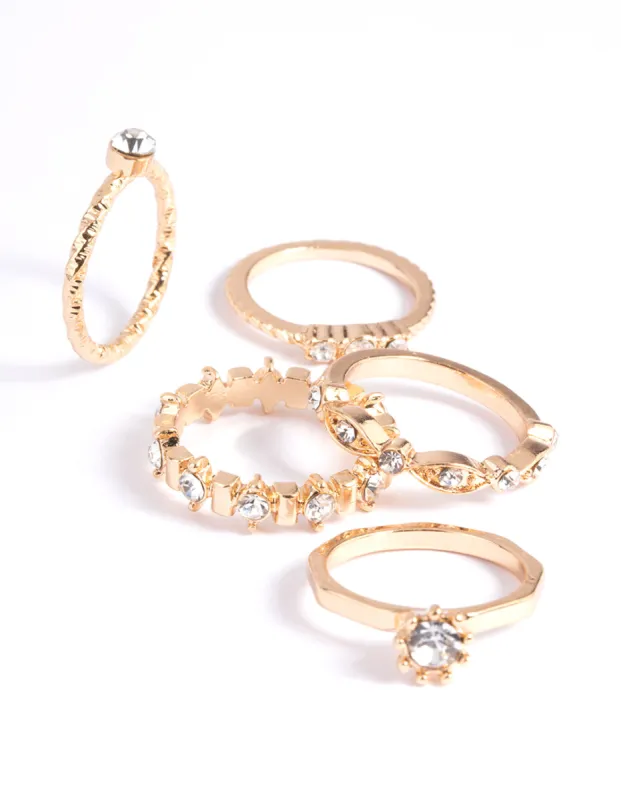 Gold Classic Bling Ring Stack Pack sold by lovisa