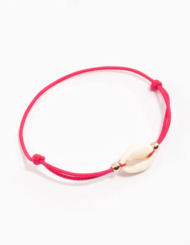 Fabric Cowrie Shell Pendant Bracelet sold by lovisa