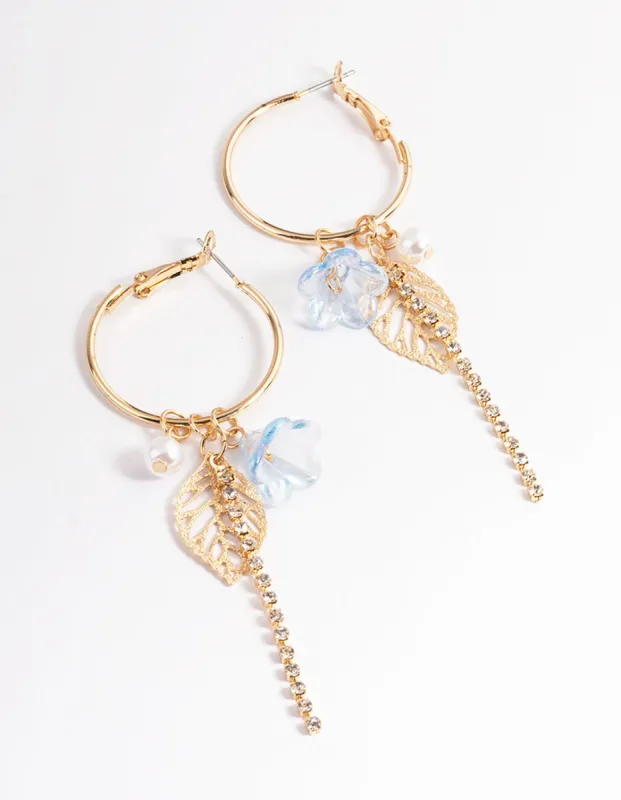 Blue Garden & Cupchain Hoop Earrings sold by lovisa