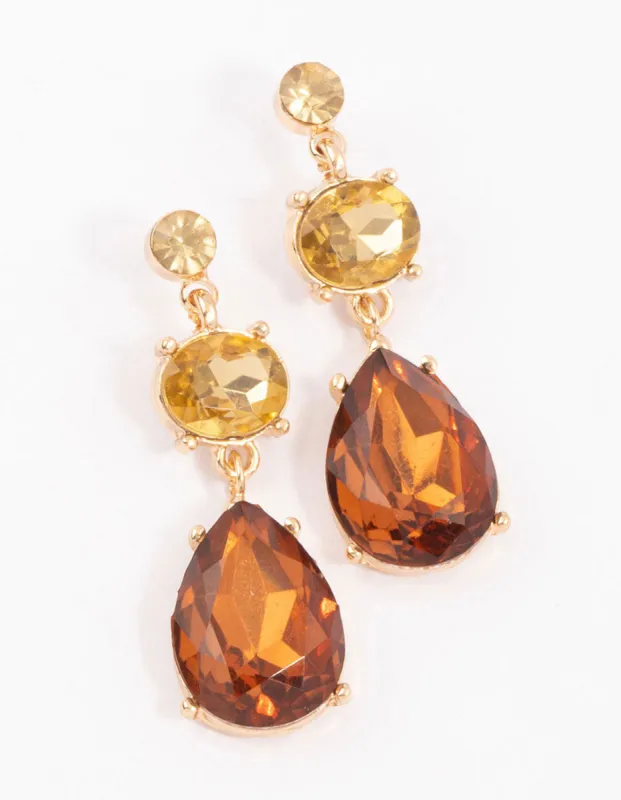 Gold Round & Oval Pear Drop Earrings sold by lovisa