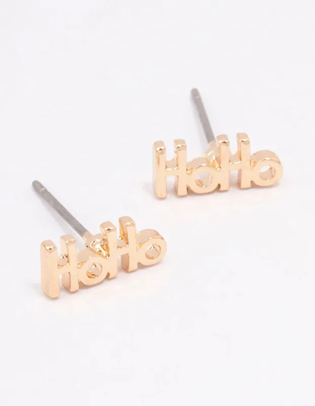 Gold Ho-Ho-Ho Stud Earrings sold by lovisa