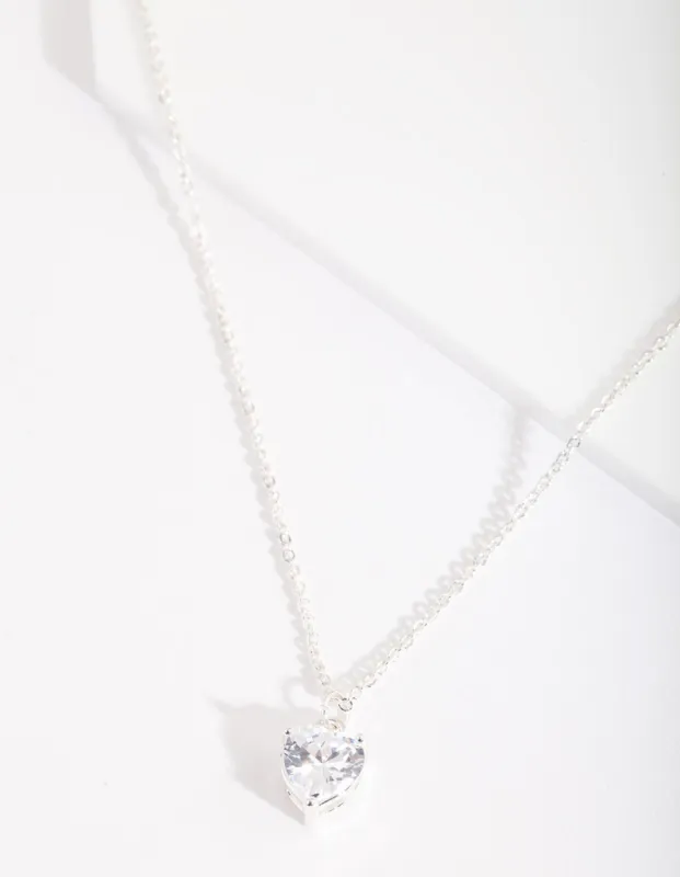 Silver Heart Cubic Zirconia Pendant Necklace sold by lovisa