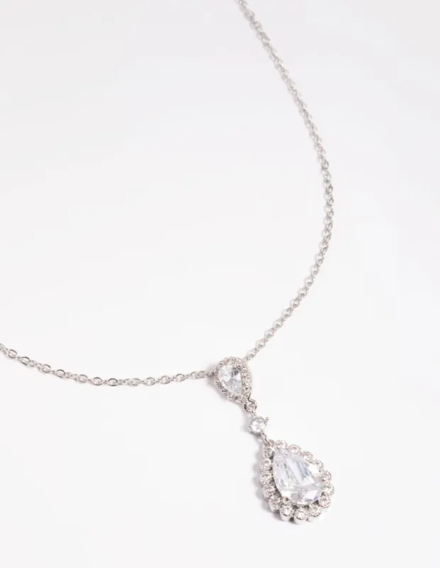 Rhodium Regal Pear Pendant Necklace sold by lovisa