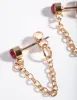 Gold Red Stone Chain Stud Earrings sold by lovisa