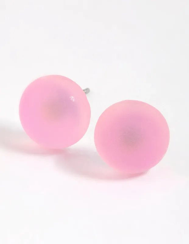 Pink Matte Bubble Stud Earrings sold by lovisa