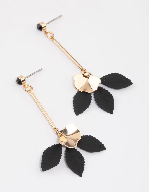Black Triple Floral Drop Earrings sold by lovisa