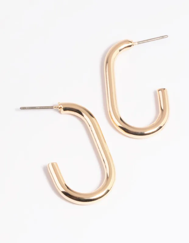 Gold Rectangle Hoop Earrings sold by lovisa