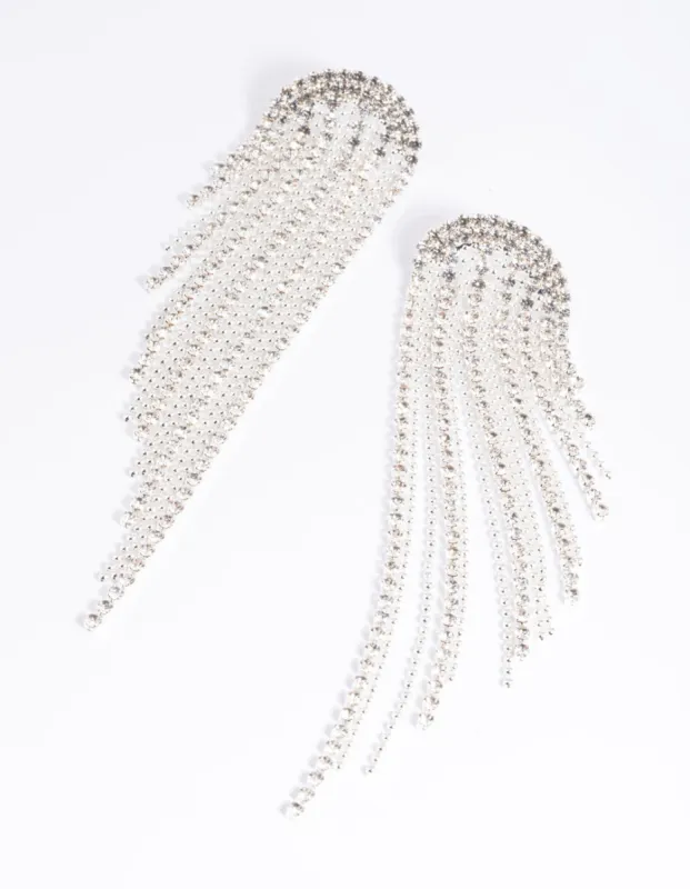Silver Diamante Chain Drop Earrings sold by lovisa