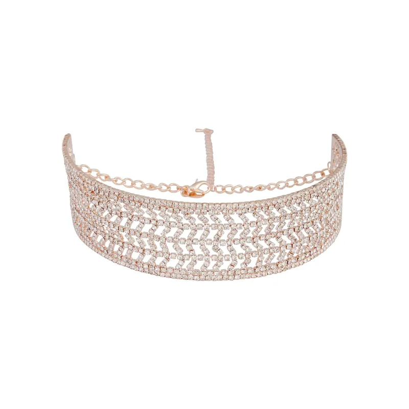 Rose Gold Diamante Choker sold by lovisa