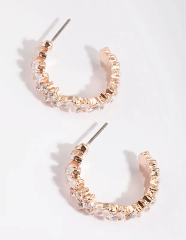 Rose Gold Stone Hoop Earrings sold by lovisa
