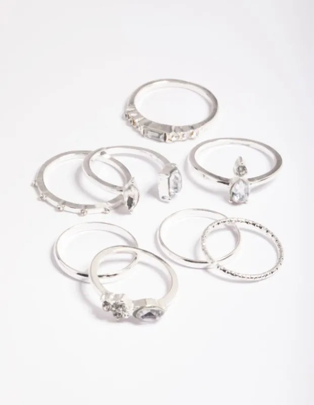 Silver Stone & Band Mix Ring Pack sold by lovisa