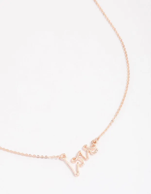 Rose Gold Cursive Love Pendant Necklace sold by lovisa