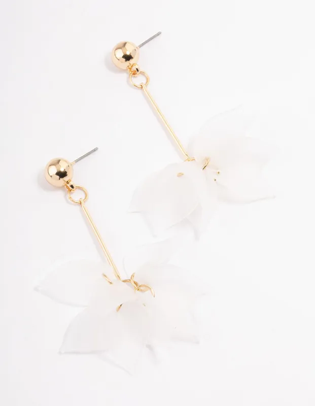 White Stack Pearl Cluster Drop Earrings sold by lovisa