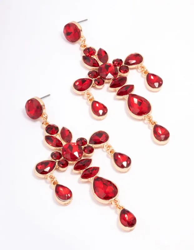 Red Stone Cross Drop Earrings sold by lovisa