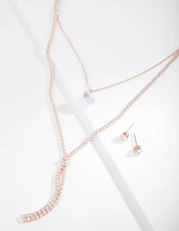 Rose Gold Cubic Zirconia Layer Jewellery Set sold by lovisa