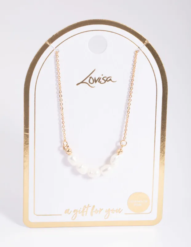 Gold Five Freshwater Pearl Simple Necklace sold by lovisa