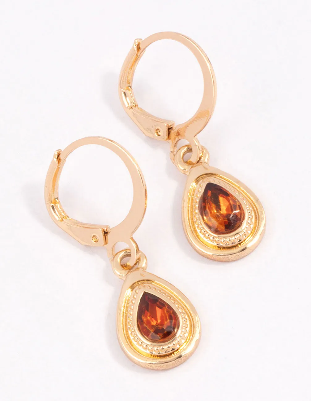 Gold Diamante Pear Encased Huggie Earrings sold by lovisa