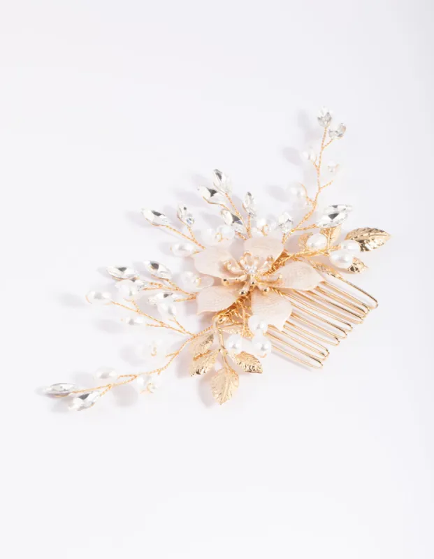 Blush Etched Flower Comb sold by lovisa
