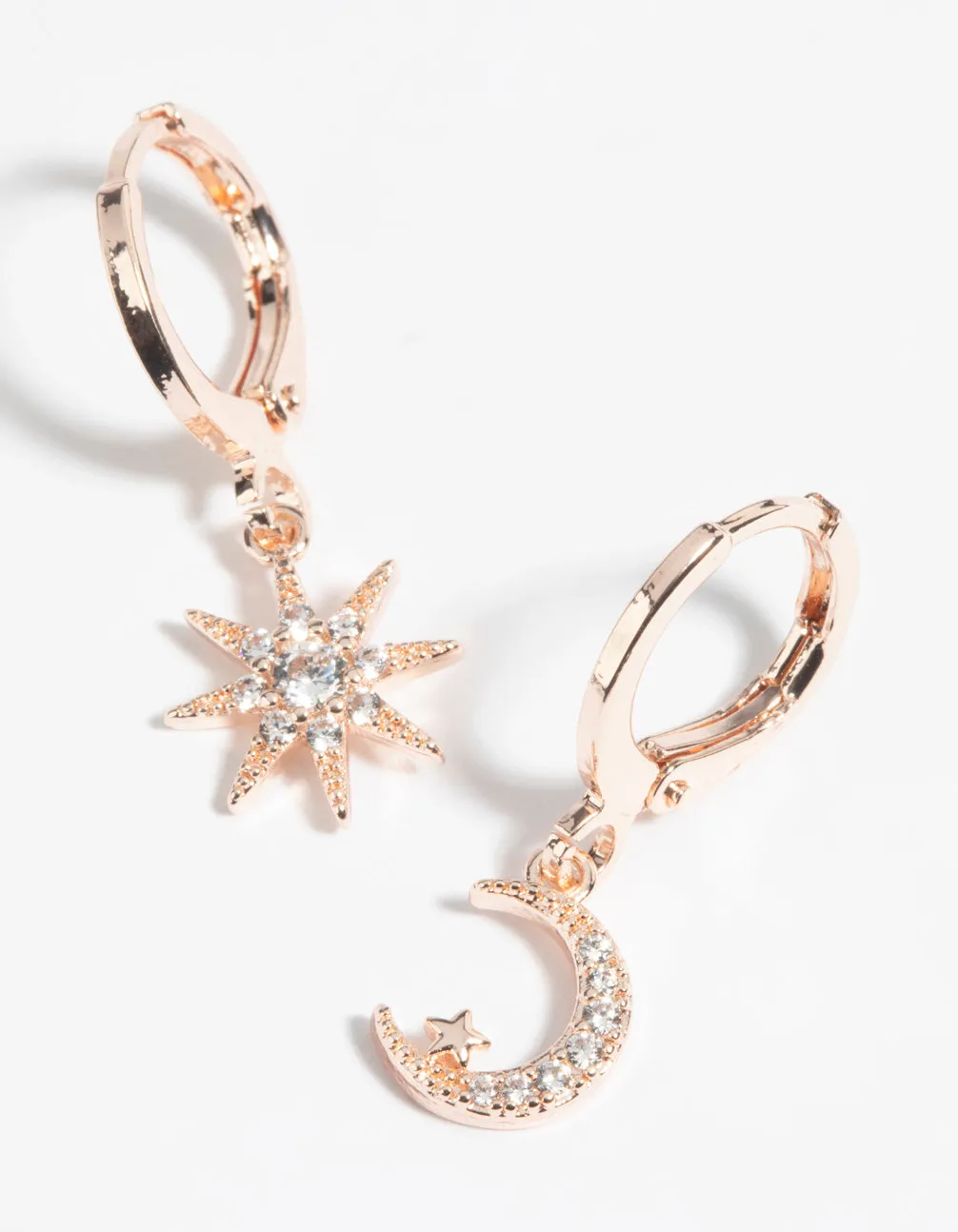 Rose Gold Diamante Celestial Huggie Hoop Earrings sold by lovisa product image thumbnail 2