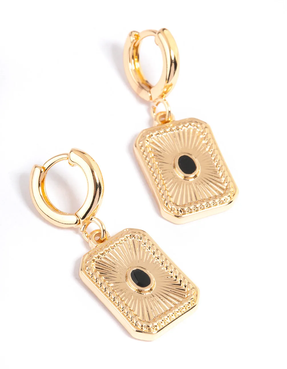 Gold Rectangle Ray Huggie Earrings sold by lovisa