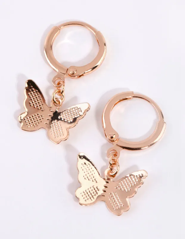 Gold Digital Butterfly Huggie Earrings sold by lovisa