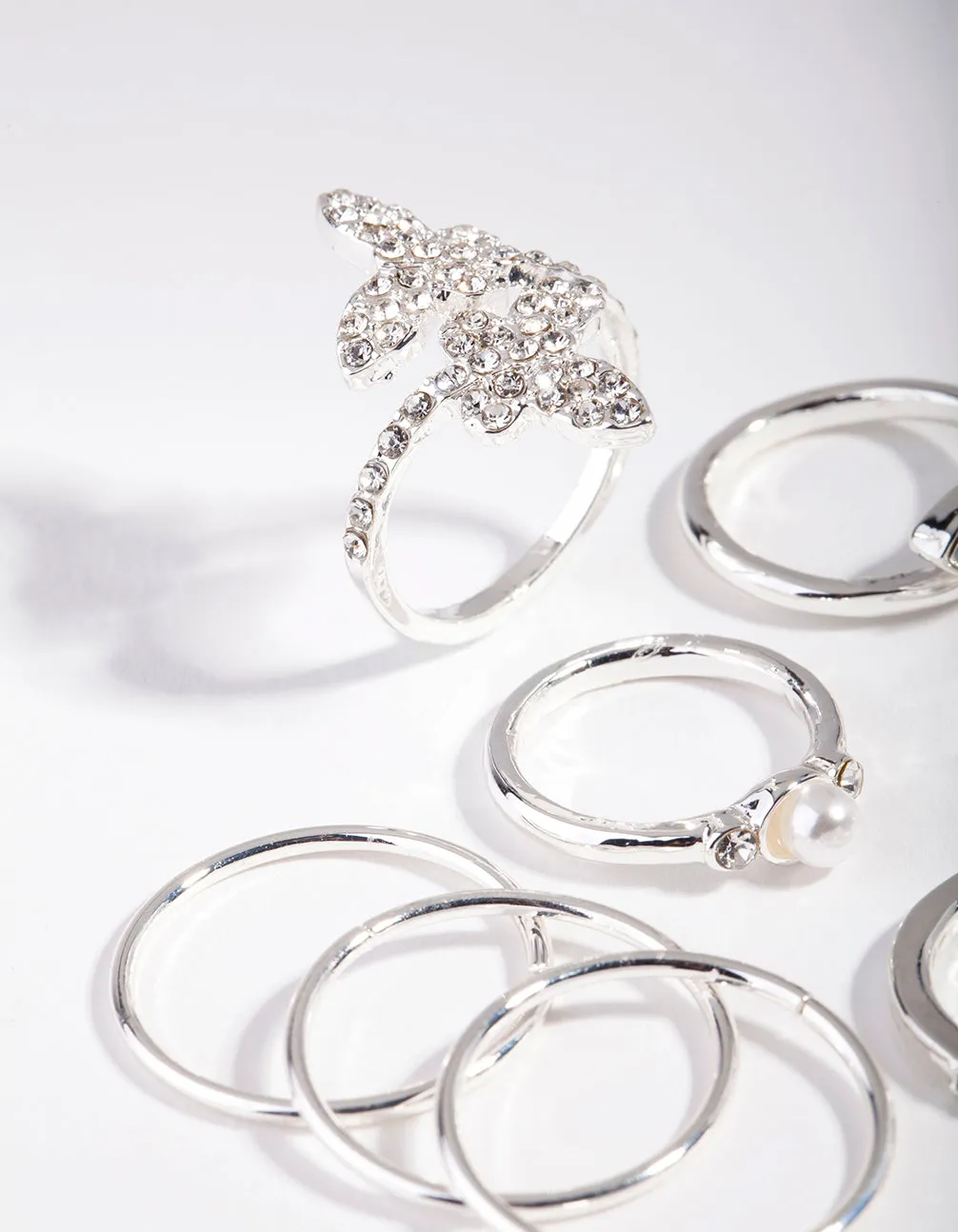 Silver Butterfly Diamante Ring 8-Pack sold by lovisa product image thumbnail 2