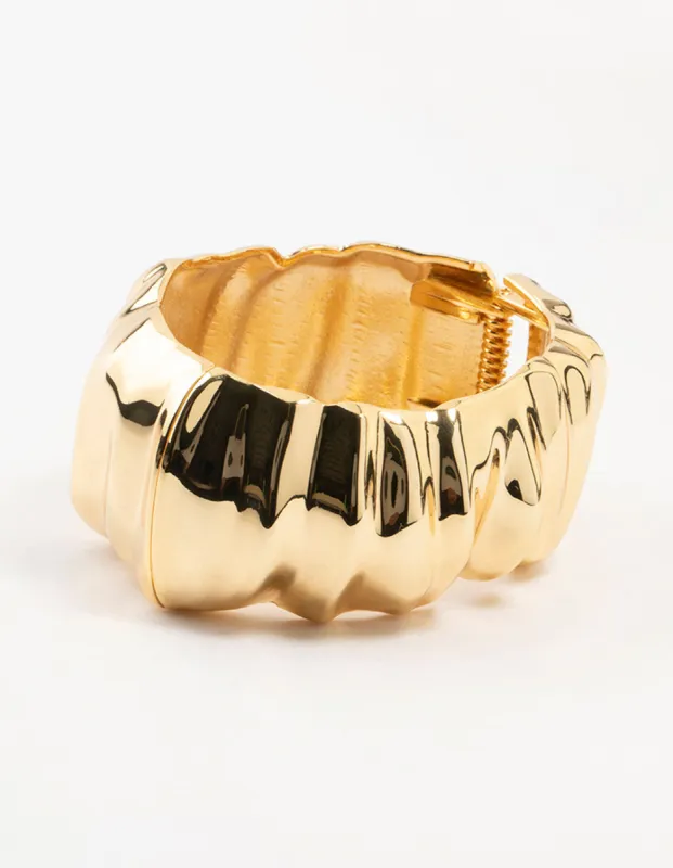 Gold Plated Chunky Ripple Wrist Cuff sold by lovisa