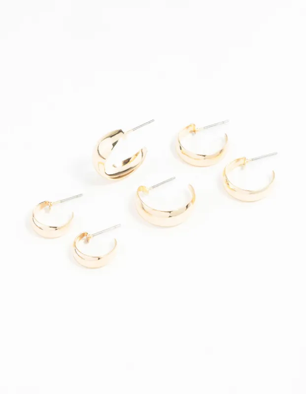 Gold Chubby Pack Hoops sold by lovisa