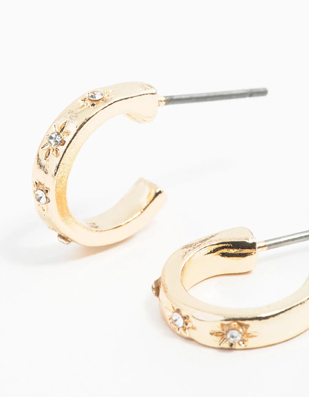 Gold Diamante Star Huggie Hoop Earrings sold by lovisa product image thumbnail 2