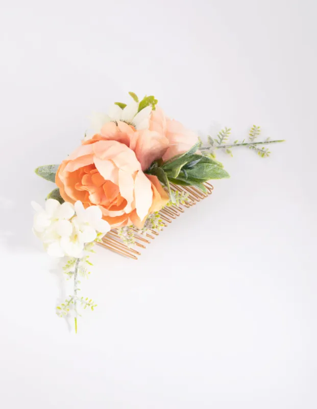 Gold Rose & Leaf Floral Comb sold by lovisa