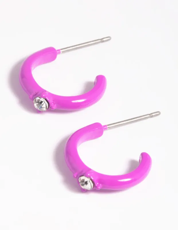Matte Pink Huggie Hoop Earrings sold by lovisa