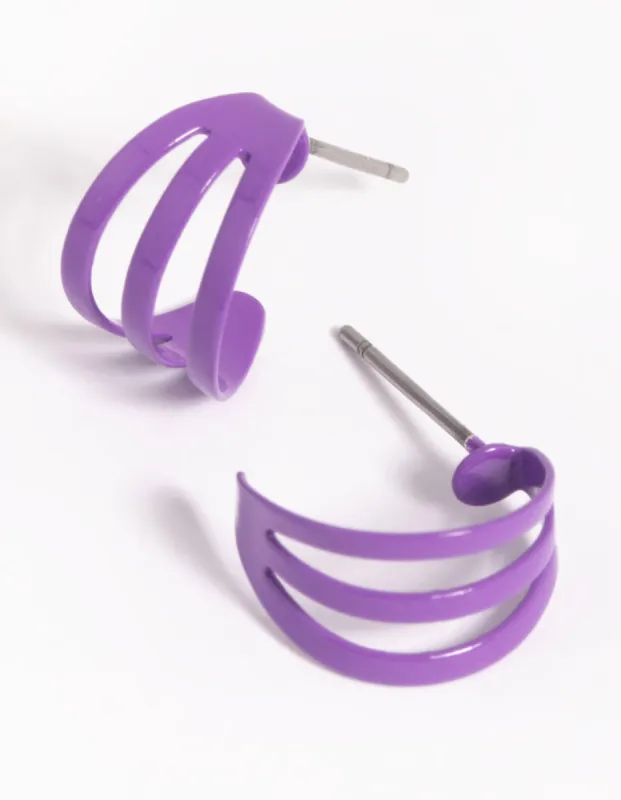 Matte Purple Huggie Hoop Earrings sold by lovisa