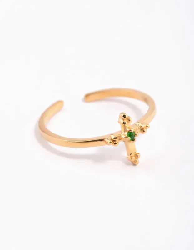 Gold Plated Sterling Silver Cross Ring sold by lovisa