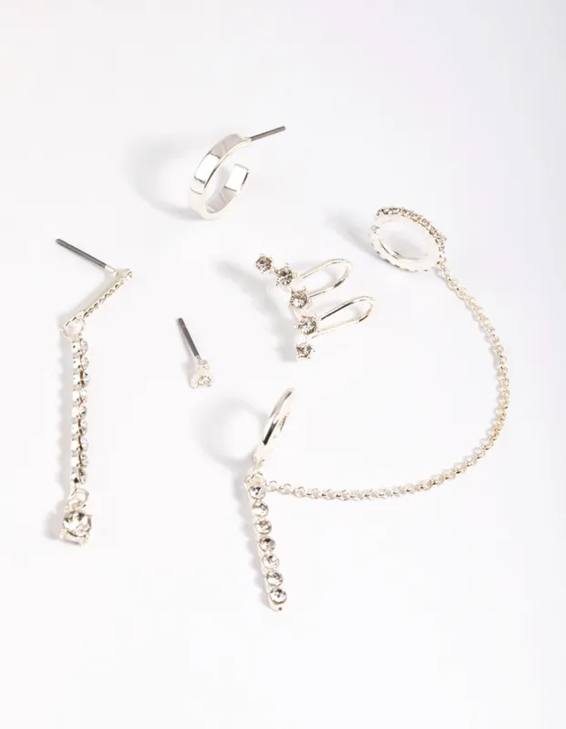 Silver Clear Stone Stud Earring Pack sold by lovisa