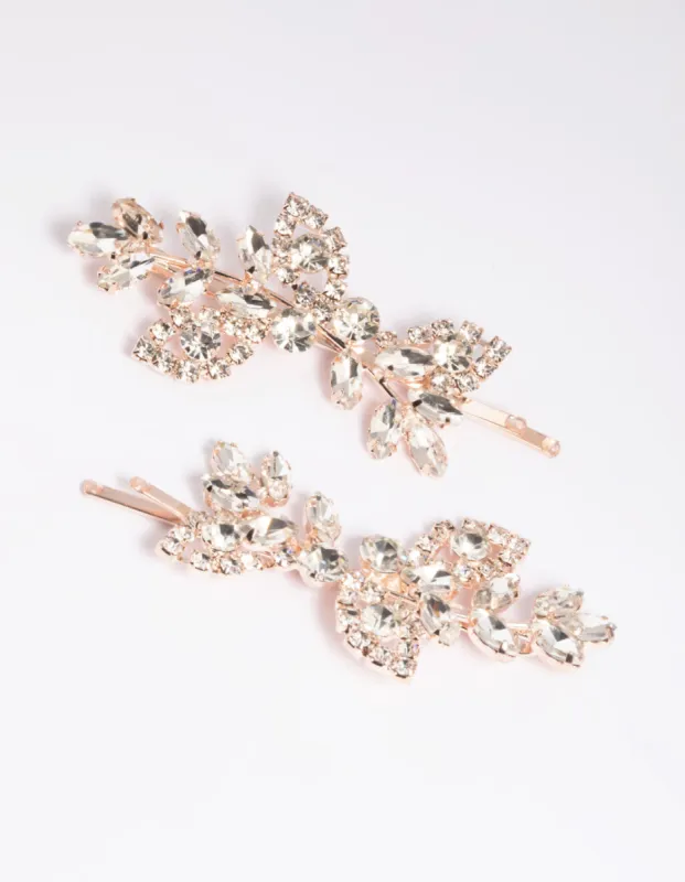 Rose Gold Diamante Navette Hair Slide Pack sold by lovisa