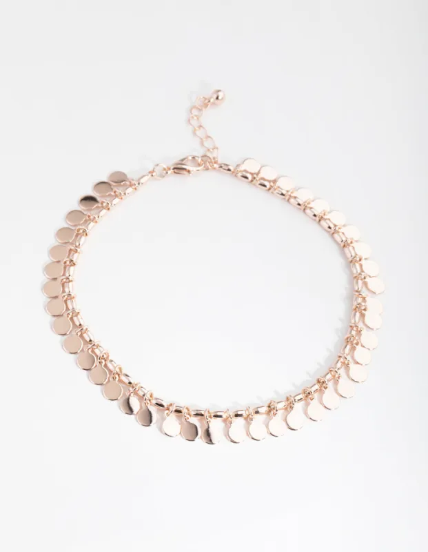 Rose Gold Jingle Circle Disc Anklet sold by lovisa