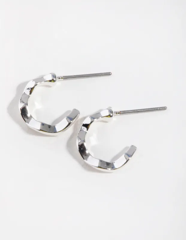 Silver Squiggle Mini Hoop Earrings sold by lovisa