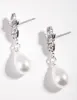 Silver Tear Drop Pearl Drop Earrings sold by lovisa