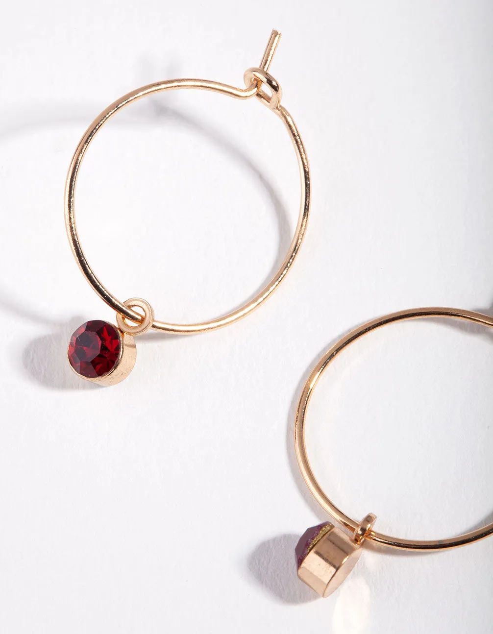 Gold Red Stone Fine Hoop Earrings sold by lovisa product image thumbnail 2