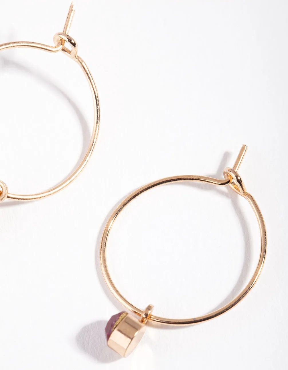 Gold Red Stone Fine Hoop Earrings sold by lovisa product image thumbnail 3