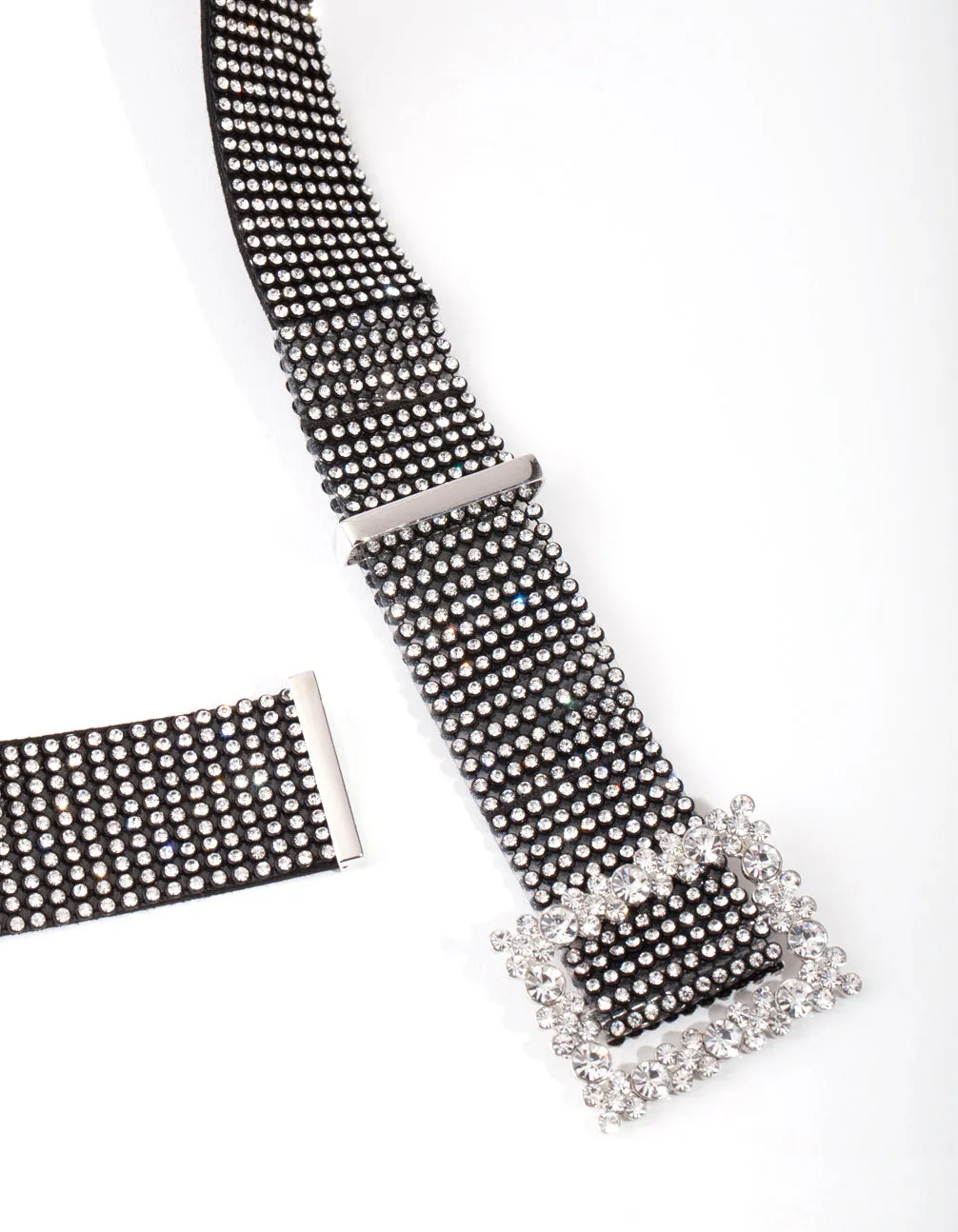Black Mesh Diamante Belt sold by lovisa